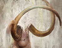 Tusky.  Oil on Canvas on Lace.